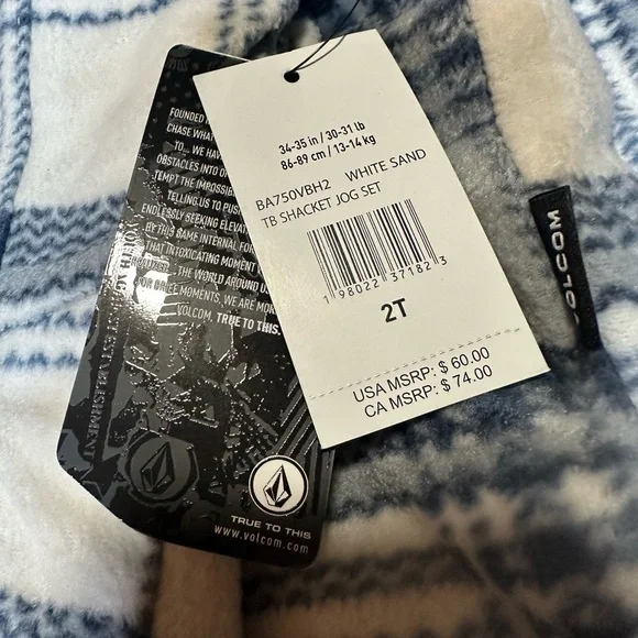 VOLCOM plaid flannel Toddler coat sz 2T - NWT - Picture 8 of 8